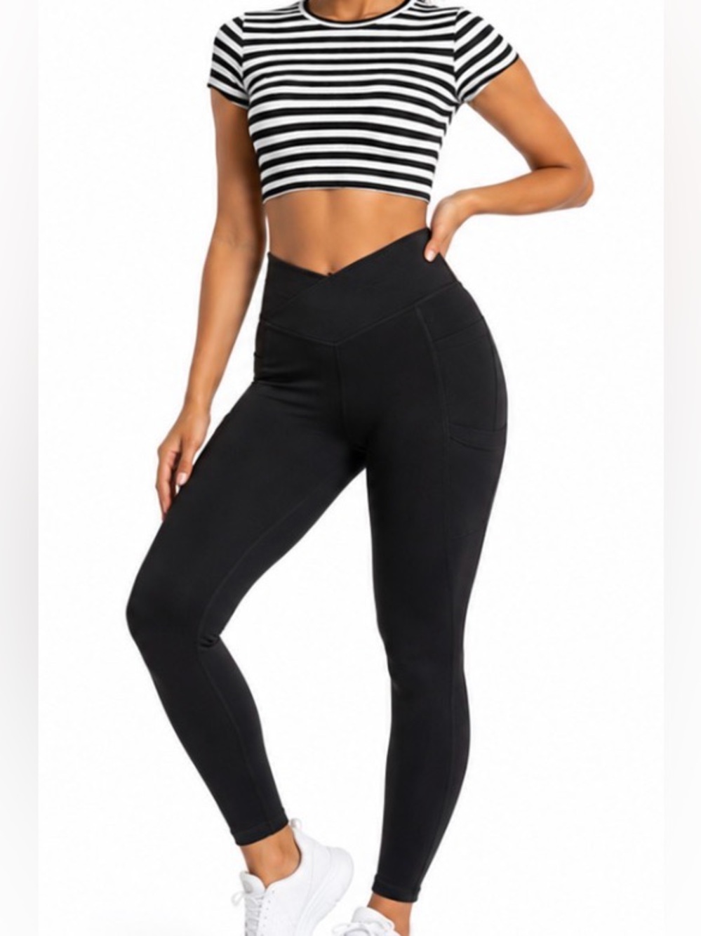 HALARA Black High-Waist V-Cut Pocket Leggings M